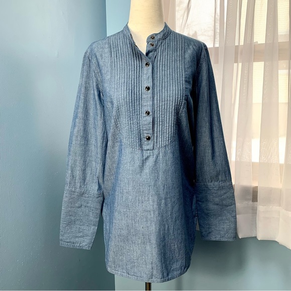 J. Crew Classic-fit Chambray Tuxedo Popover Shirt - Picture 3 of 9